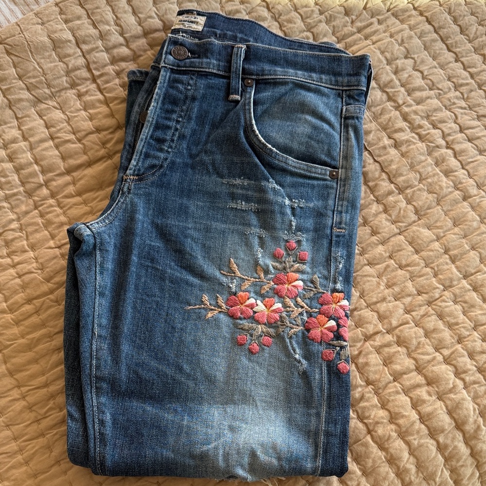 Citizens of Humanity Embroidered Blue Jeans
